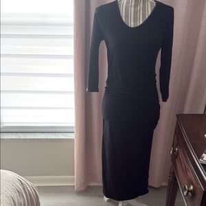 Michael Stars Black Ribbed Long Sleeve Sheath Dress
